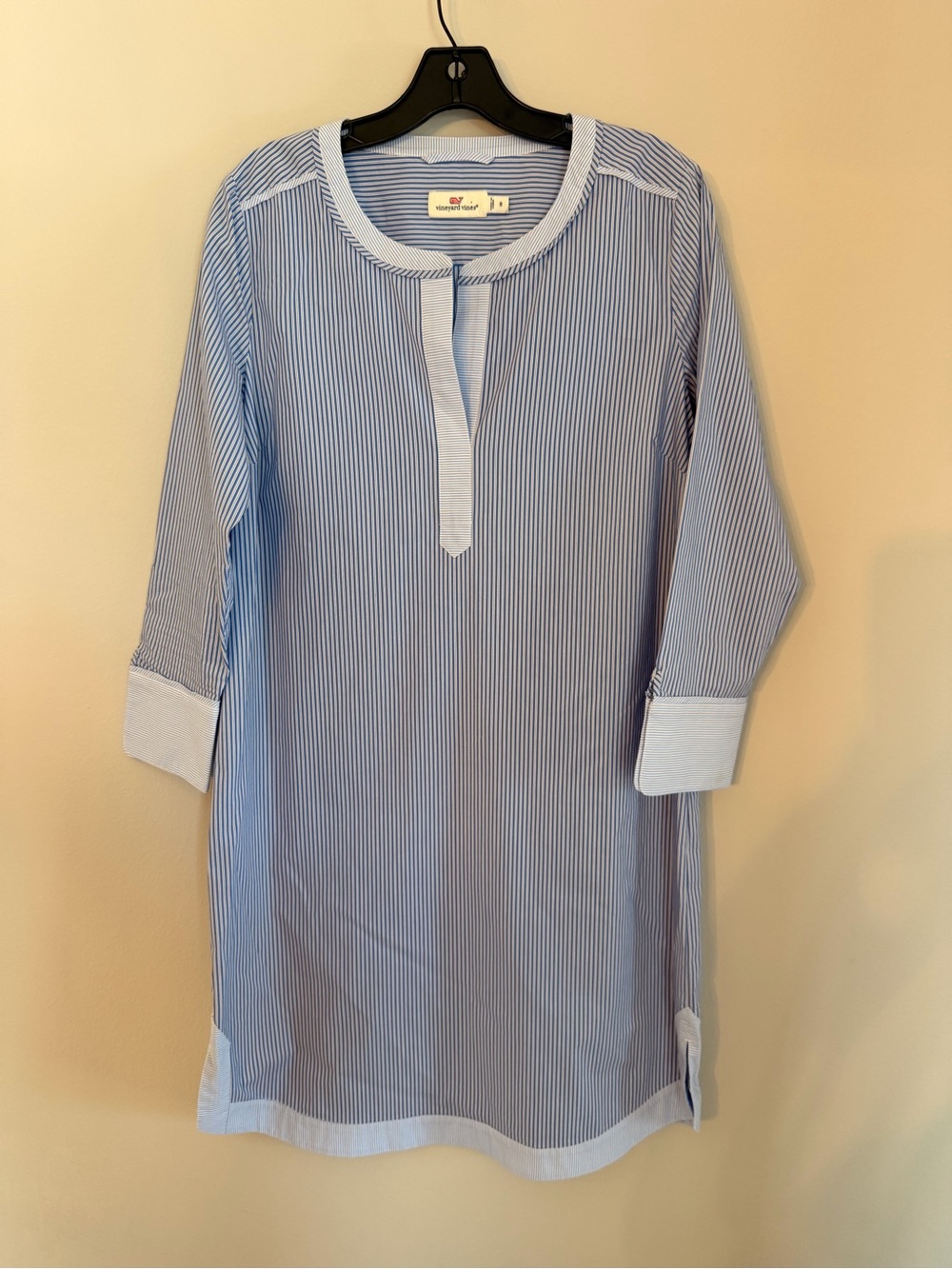 Vineyard Vines Light Blue and White Striped Tunic Dress with Tie - Picture 4 of 4